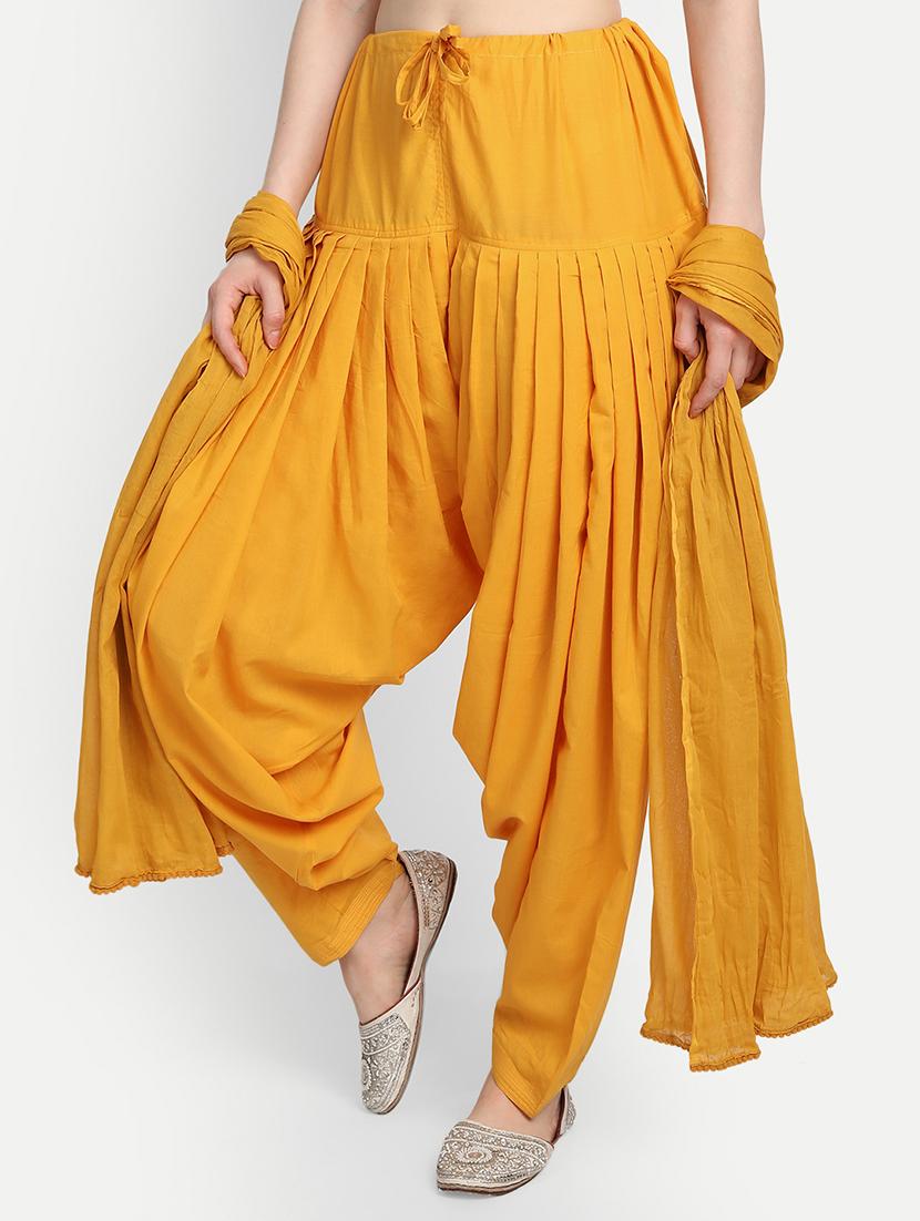 yellow cotton patiyala salwars - 17837323 - Zoom Image - 2