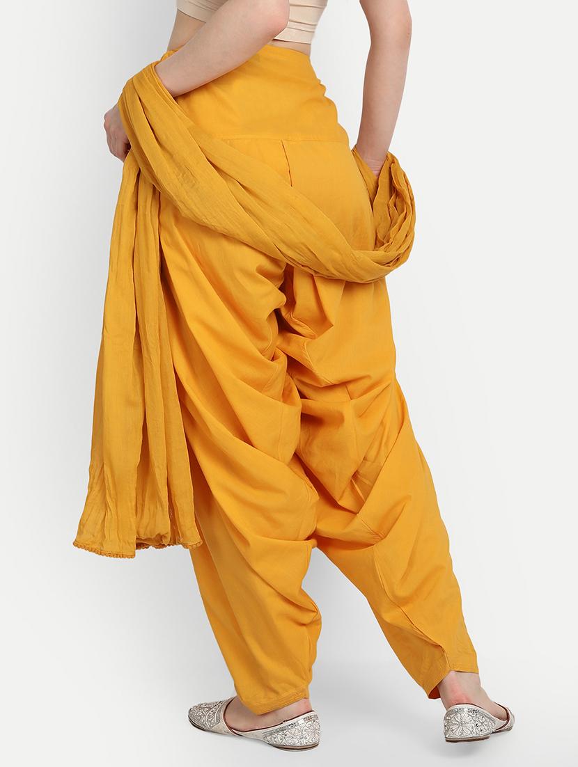 yellow cotton patiyala salwars - 17837323 - Zoom Image - 3