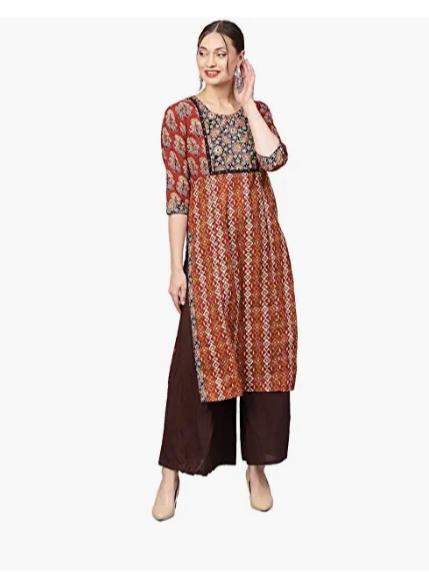 brown cotton kurti - 17837438 - Standard Image - 1