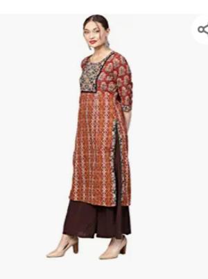 brown cotton kurti - 17837438 - Standard Image - 2