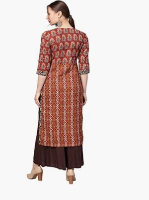 brown cotton kurti - 17837438 - Standard Image - 3
