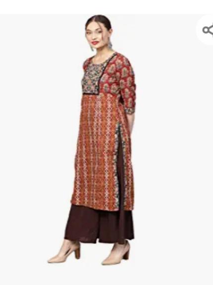 brown cotton kurti - 17837438 - Zoom Image - 2