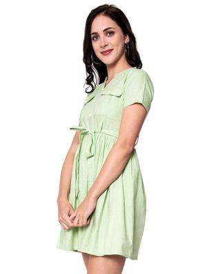 tie front solid fit & flare dress - 17837731 - Standard Image - 2