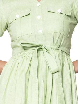 tie front solid fit & flare dress - 17837731 - Standard Image - 5