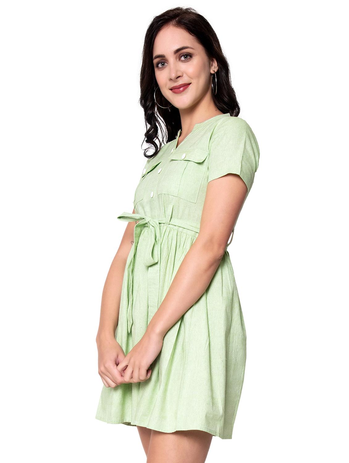 tie front solid fit & flare dress - 17837731 - Zoom Image - 2