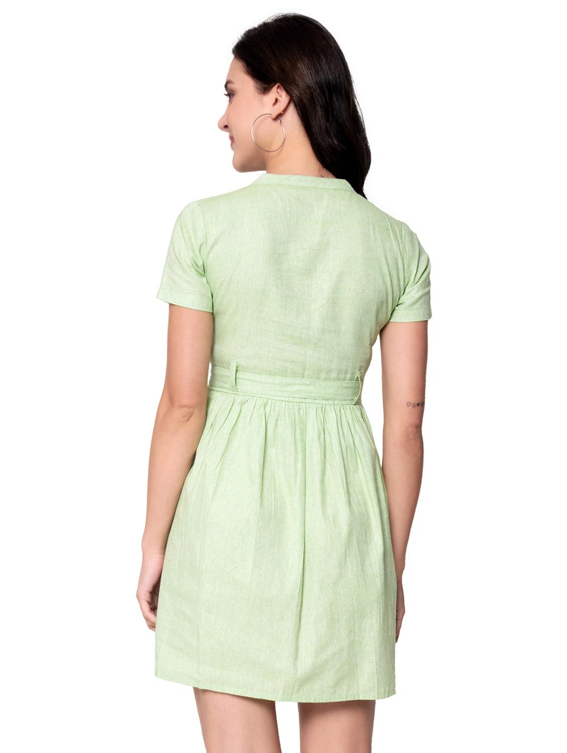 tie front solid fit & flare dress - 17837731 - Zoom Image - 3