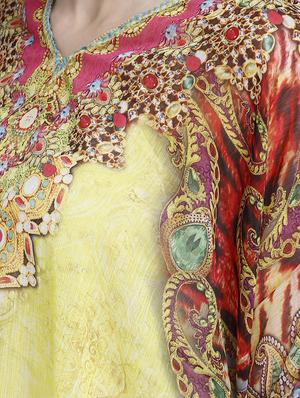 v-neck printed kaftan dress - 17837765 - Standard Image - 5
