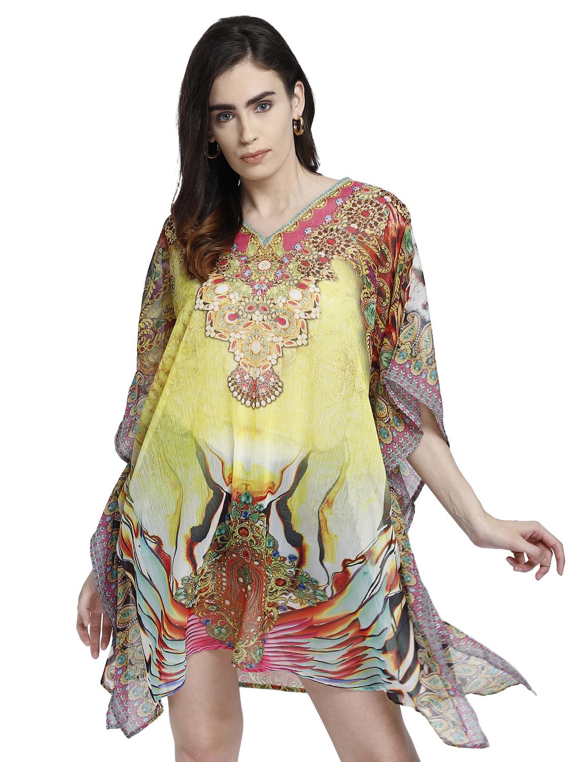 v-neck printed kaftan dress - 17837765 - Zoom Image - 1