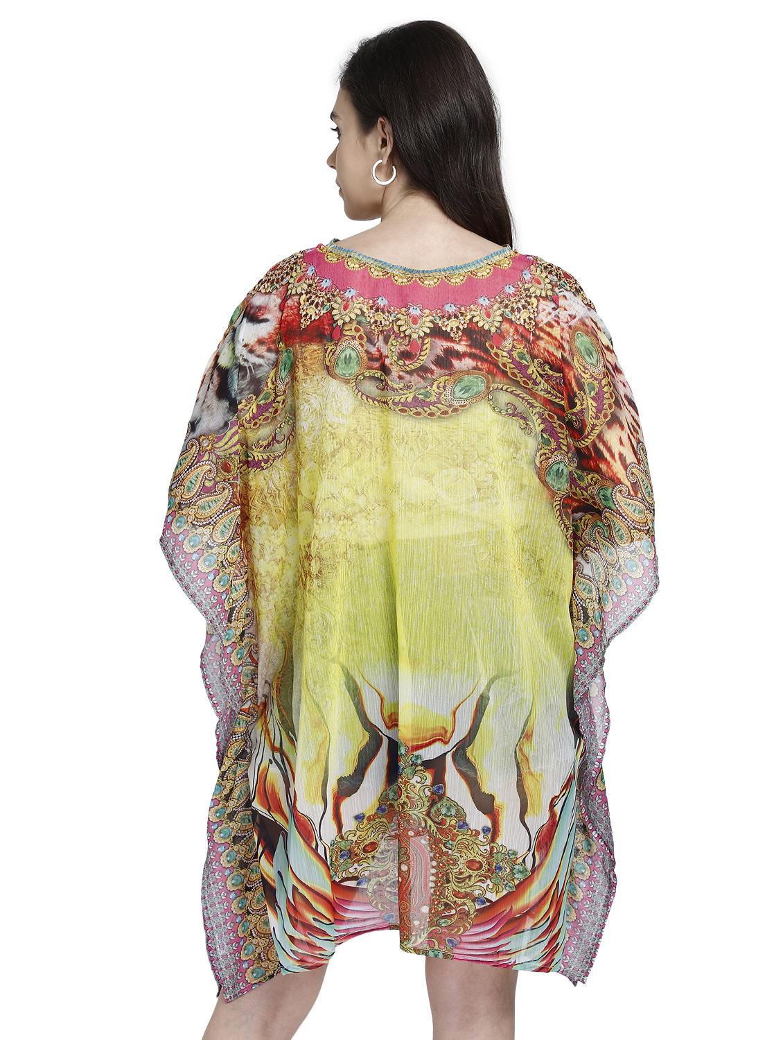 v-neck printed kaftan dress - 17837765 - Zoom Image - 3
