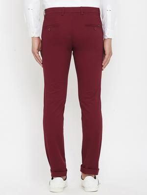 maroon solid chinos - 17837934 - Standard Image - 3