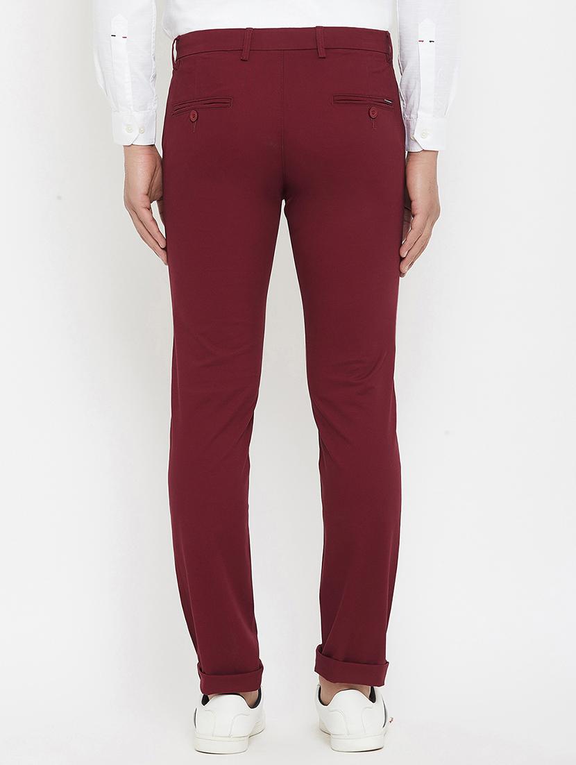 maroon solid chinos - 17837934 - Zoom Image - 3
