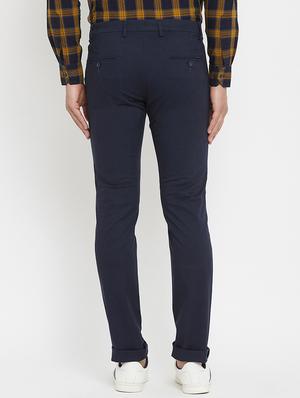 navy blue solid chinos - 17837935 - Standard Image - 3