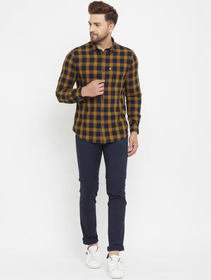 navy blue solid chinos - 17837935 - Standard Image - 4