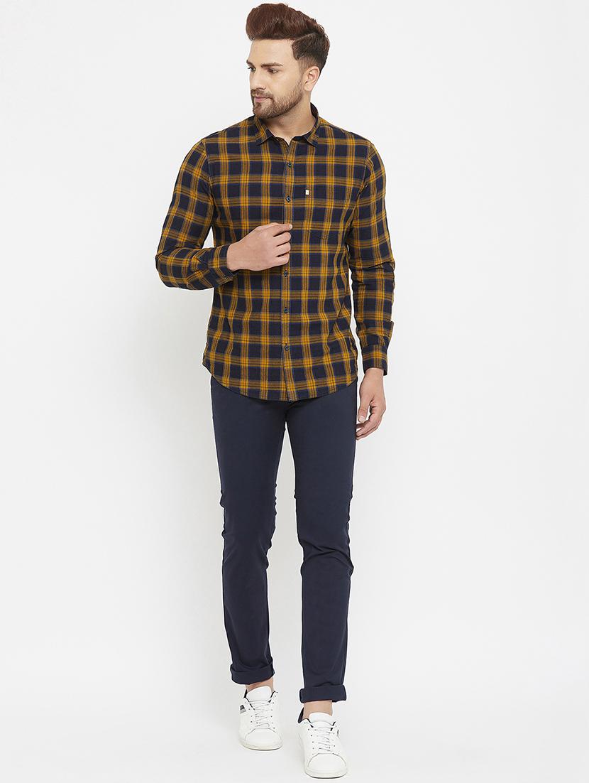 navy blue solid chinos - 17837935 - Zoom Image - 4