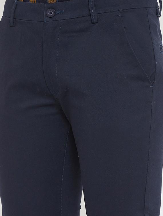navy blue solid chinos - 17837935 - Zoom Image - 5