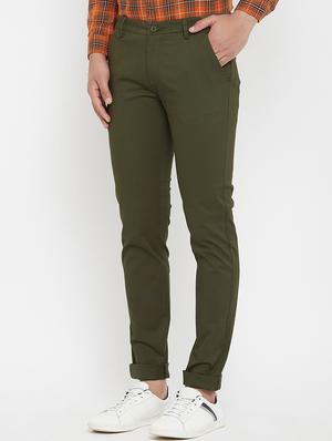 olive green solid chinos - 17837936 - Standard Image - 2