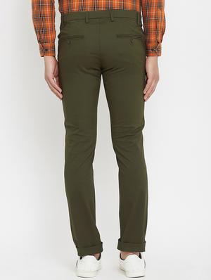 olive green solid chinos - 17837936 - Standard Image - 3