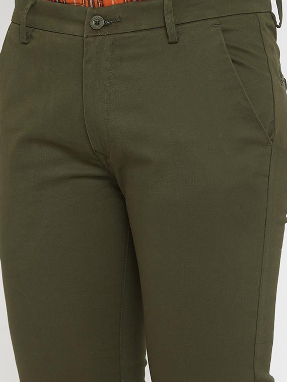 olive green solid chinos - 17837936 - Zoom Image - 5