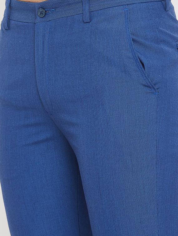 blue solid flat front formal trouser - 17837945 - Zoom Image - 5