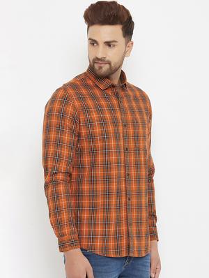 orange checkered casual shirt - 17837957 - Standard Image - 2
