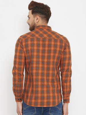 orange checkered casual shirt - 17837957 - Standard Image - 3
