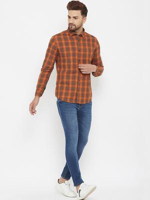 orange checkered casual shirt - 17837957 - Standard Image - 4