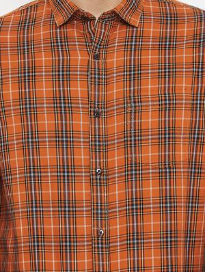 orange checkered casual shirt - 17837957 - Standard Image - 5