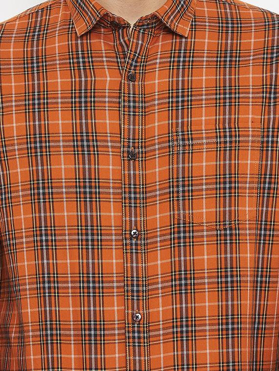 orange checkered casual shirt - 17837957 - Zoom Image - 5