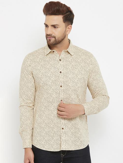 beige printed casual shirt - 17837958 - Standard Image - 1
