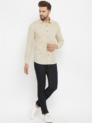 beige printed casual shirt - 17837958 - Standard Image - 4