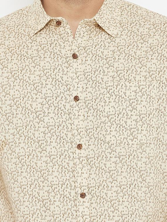 beige printed casual shirt - 17837958 - Zoom Image - 5