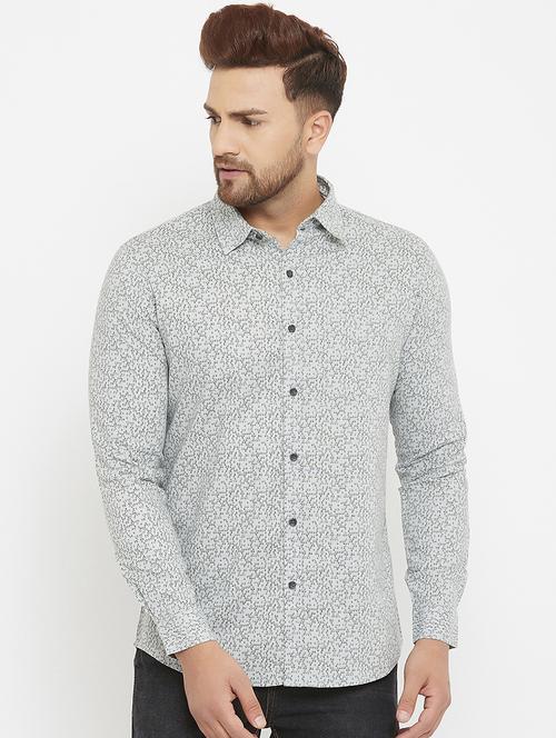 grey printed casual shirt - 17837959 - Standard Image - 1