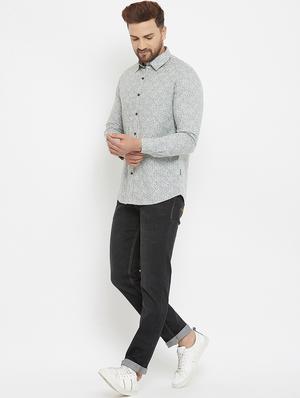 grey printed casual shirt - 17837959 - Standard Image - 4