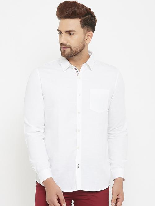 white solid casual shirt - 17837969 - Standard Image - 1