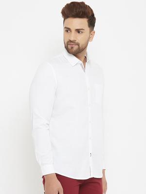 white solid casual shirt - 17837969 - Standard Image - 2