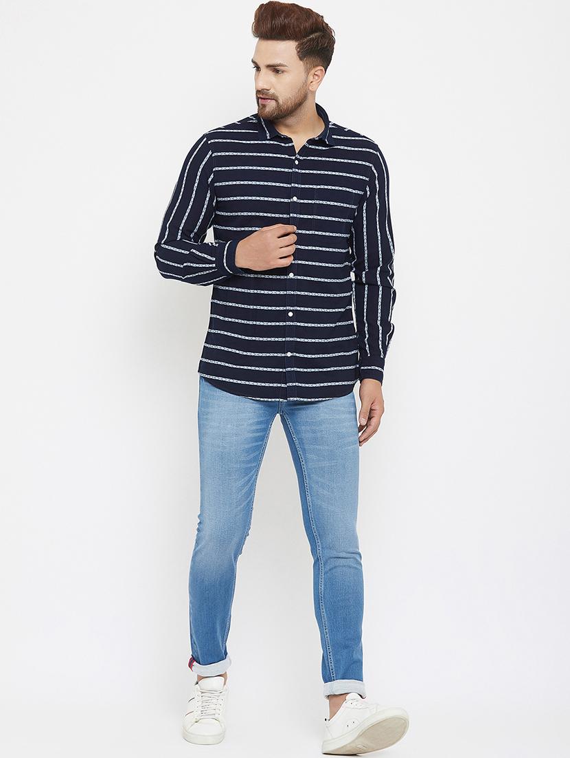 navy blue striped casual shirt - 17837980 - Zoom Image - 4