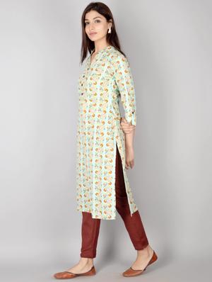 printed straight kurta - 17838014 - Standard Image - 2