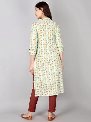 printed straight kurta - 17838014 - Standard Image - 3