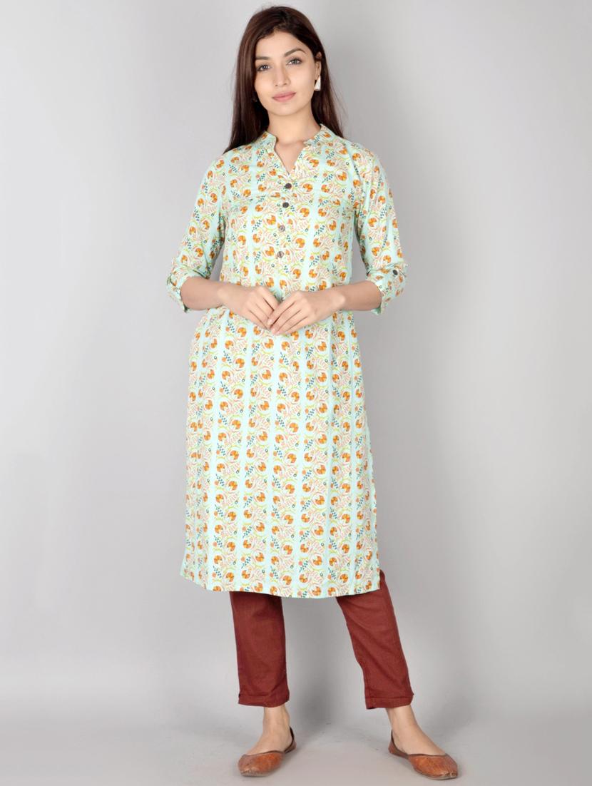 printed straight kurta - 17838014 - Zoom Image - 1