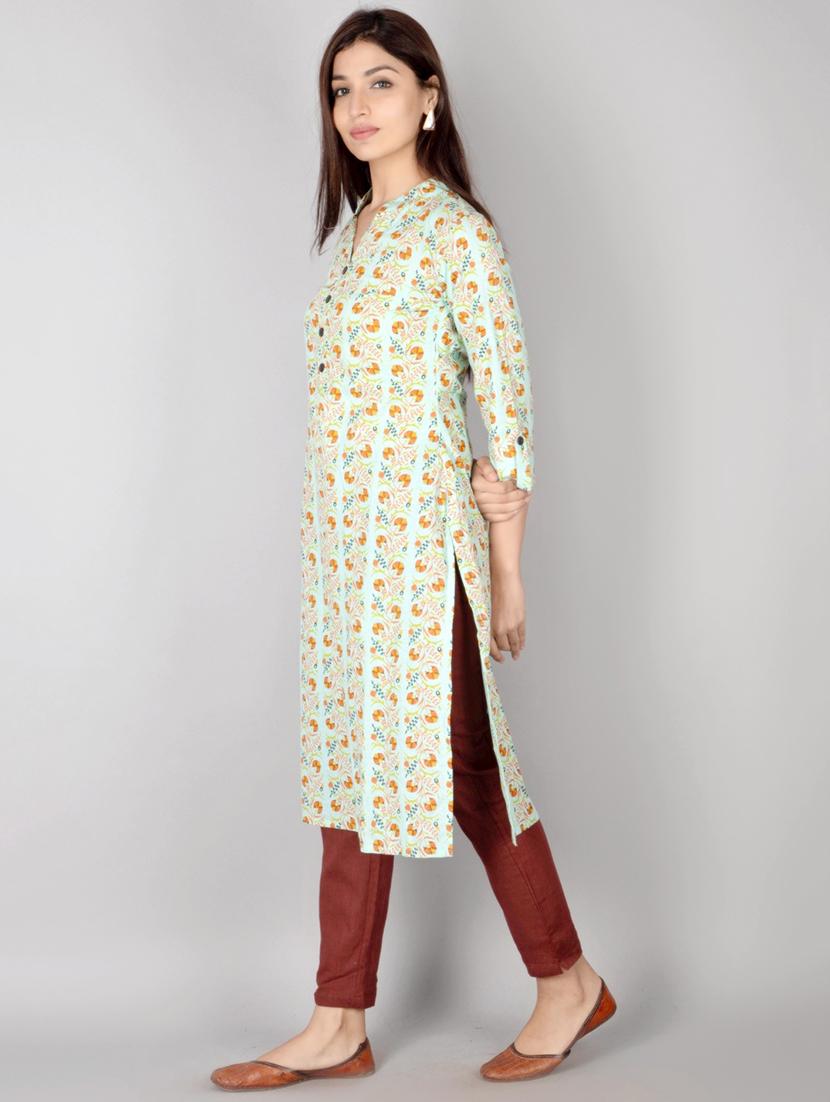 printed straight kurta - 17838014 - Zoom Image - 2