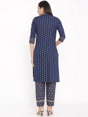 foil print straight kurta palazzo set - 17838042 - Standard Image - 3