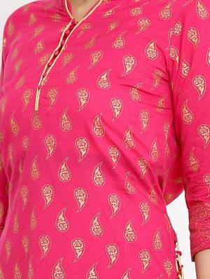 foil print straight kurta palazzo set - 17838046 - Standard Image - 4
