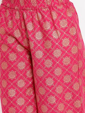 foil print straight kurta palazzo set - 17838046 - Standard Image - 5