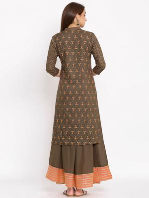 foil print straight kurta - 17838048 - Standard Image - 3