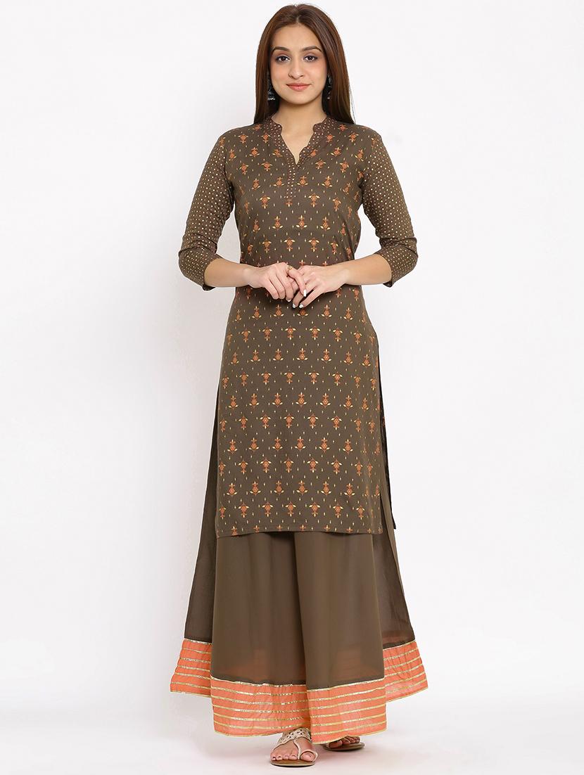 foil print straight kurta - 17838048 - Zoom Image - 1