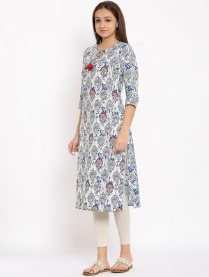 printed straight kurta - 17838062 - Standard Image - 2