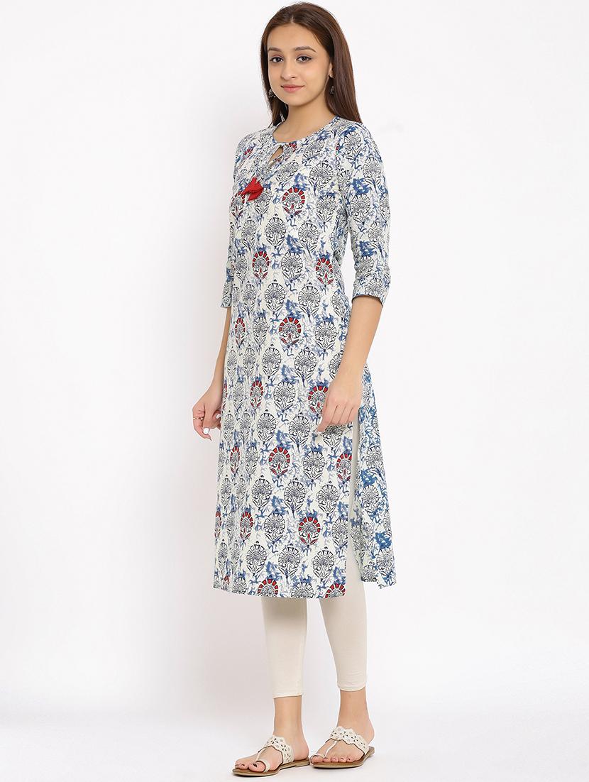 printed straight kurta - 17838062 - Zoom Image - 2