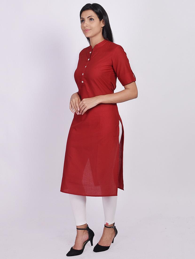 maroon straight kurta - 17838089 - Zoom Image - 2