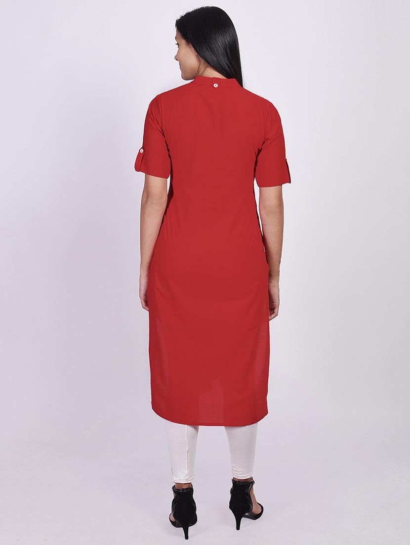 maroon straight kurta - 17838089 - Zoom Image - 3