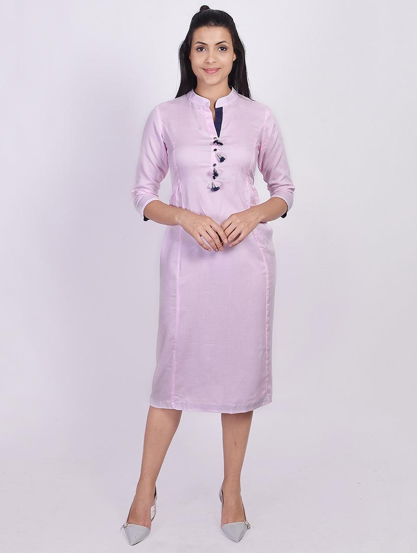 solid a-line ethnic dress - 17838095 - Zoom Image - 1